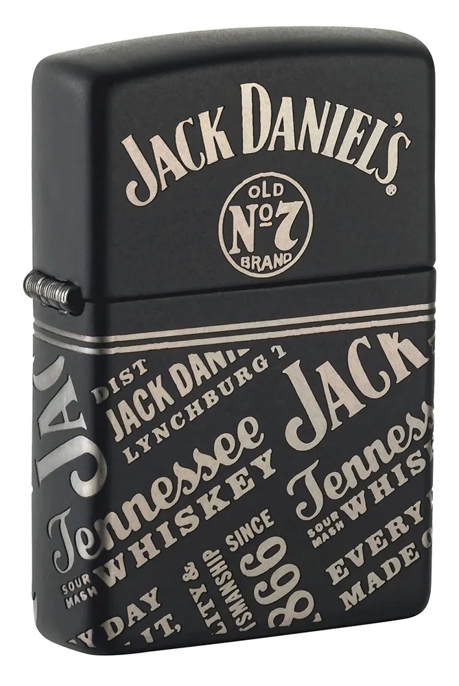 Зажигалка ZIPPO Джек Дэниэлс с черным матовым покрытием | Jack Daniel's Black Matte, латунь/сталь, разноцветная, 38x13x57 мм
