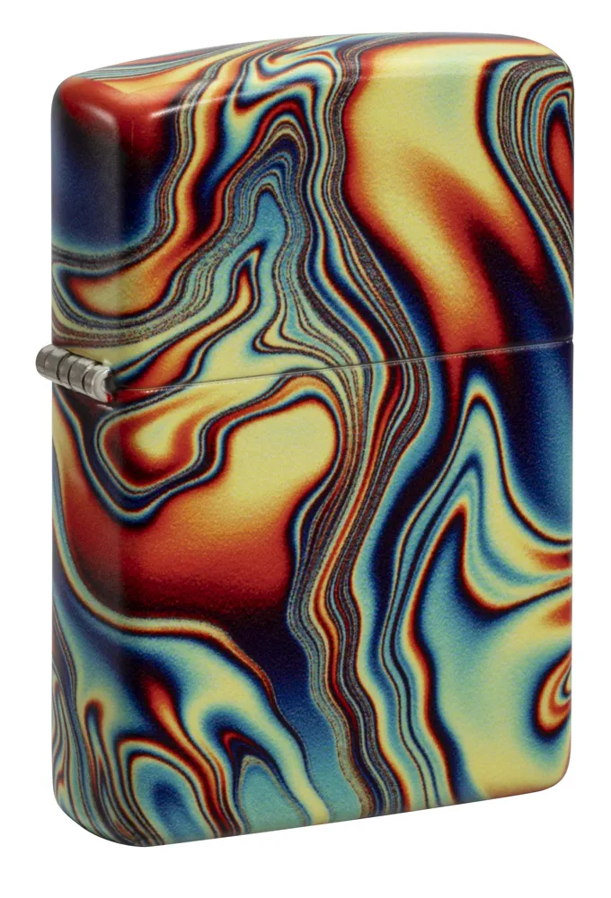 Зажигалка ZIPPO Цветные вихри с покрытием, светящимся в темноте зеленым | Colorful Swirl Glow In The Dark Green,латунь/сталь,разноцветная,38x13x57 мм