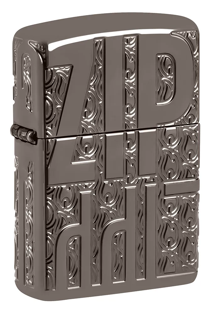 Зажигалка ZIPPO Реверсивная гравировка с покрытием черный лед | Armor® Reverse Carve Black Ice®, латунь/сталь, чёрная, глянцевая, 38x13x57 мм
