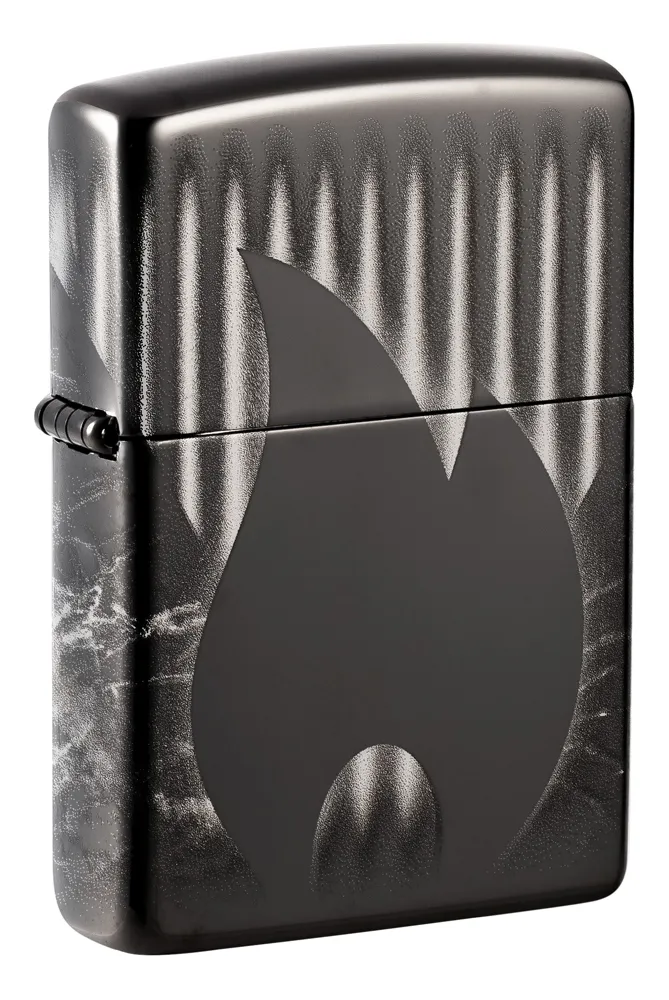 Зажигалка ZIPPO Пламя с черным глянцевым покрытием | Zippo Design High Polish Black, латунь/сталь, черная, глянцевая, 38x13x57 мм