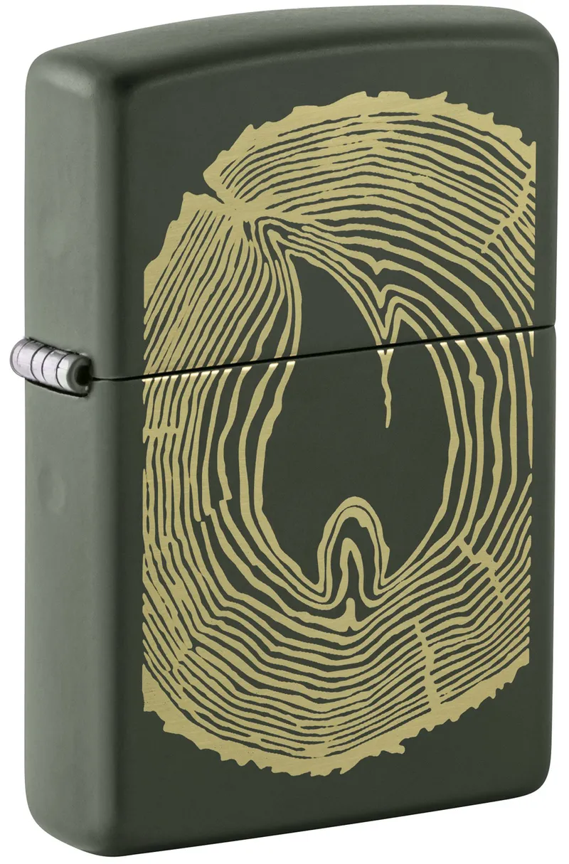 Зажигалка ZIPPO Спил дерева с зеленым матовым покрытием | Wood Ring Green Matte, латунь/сталь, зеленая, матовая, 38x13x57 мм