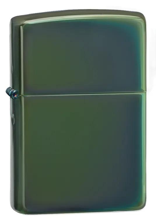 Зажигалка ZIPPO классическая с глянцевым зеленым покрытием | Classic High Polish Green, латунь/сталь, зелёная, глянцевая, 38x13x57 мм