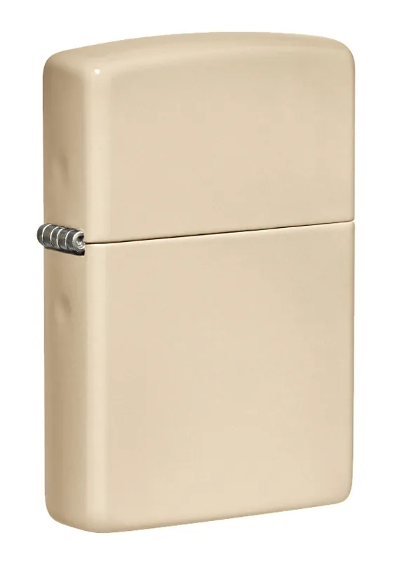 Зажигалка ZIPPO классическая со светло-песочным покрытием | Classic Flat Sand, латунь/сталь, бежевая, глянцевая, 38x13x57 мм