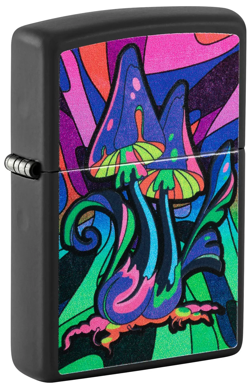 Зажигалка ZIPPO Контркультура с покрытием черный свет | Counter Culture Black Light, латунь/сталь, черная,матовая 38x13x57 мм