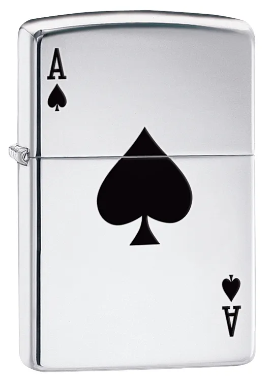 Зажигалка ZIPPO Туз пик с покрытием Глянцевый хром | Simple Spade Design High Polish Chrome, латунь/сталь, серебристая, 38x13x57 мм
