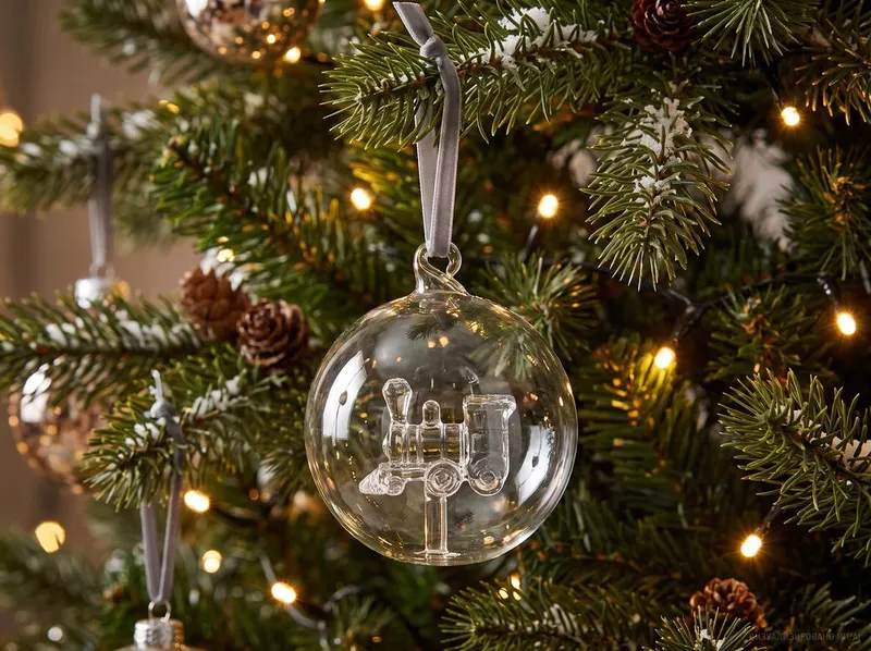 Елочный шар со стеклянной фигурой «Чудес экспресс», 10 см