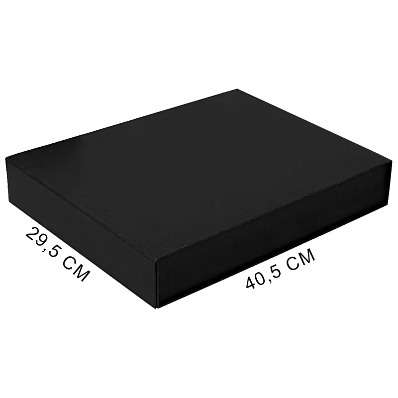 Подарочная коробка, размер 29,5x40,5x8 см, Solution Prestige Linen с магнитным клапаном, черная, с черным ложементом под вырубку