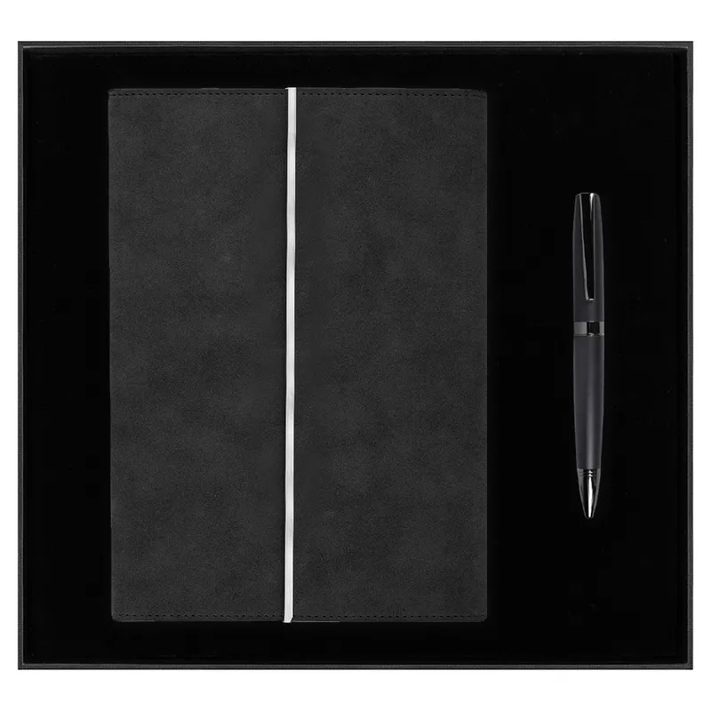 Набор подарочный Solution Prestige Duo (Ежедневник в суперобложке Country Galaxy Nuba A5+, Ручка шариковая матовая Prime), черный
