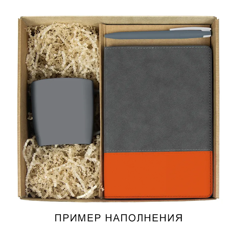 Коробка самосборная "Zand Node", L, 257*246*100 мм, с ложементом под ежедневник и кружку, крафт