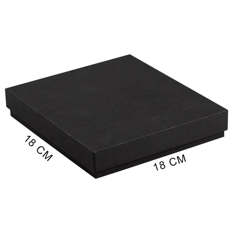 Коробка подарочная, размер 18*18*2 см, Solution Superior Linen, черная, бежевый ложемент под ручку и прямоугольный предмет