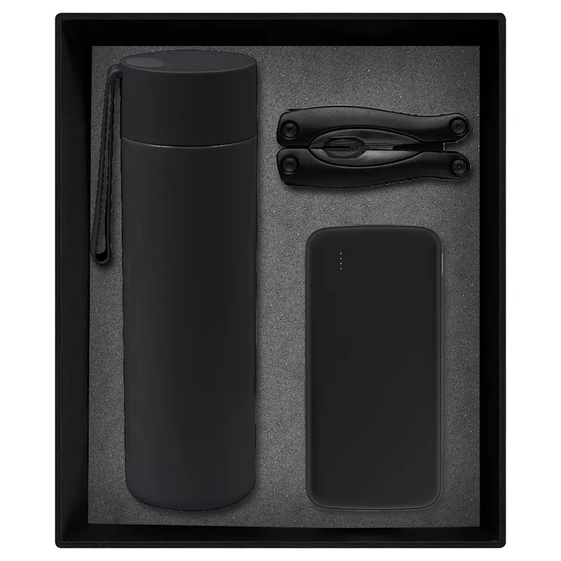 Набор подарочный Solution Prestige Trio (внешний аккумулятор, мультитул, термос), черный