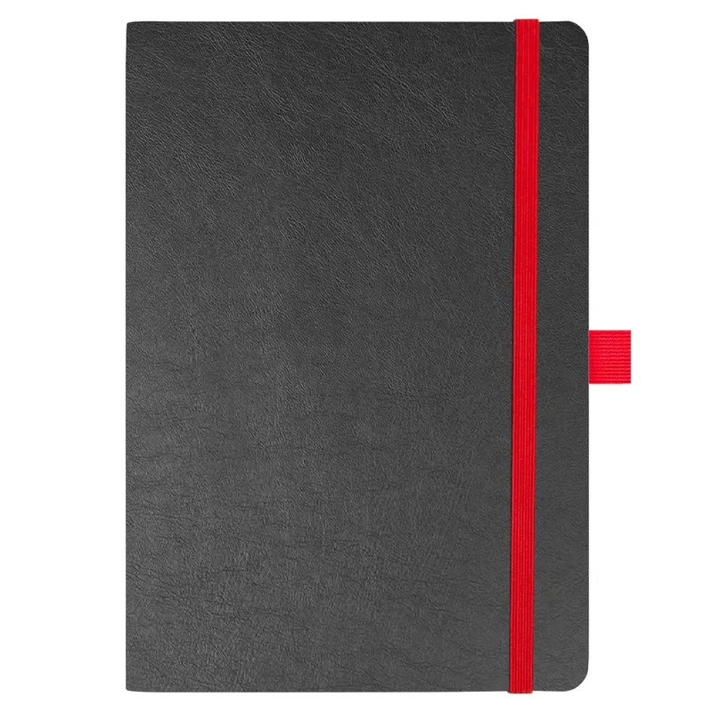 Блокнот Flexy Forest Urban Soft leather А5, недатированный, с резинкой и петлей для ручки, в гибкой обложке, черно-красный