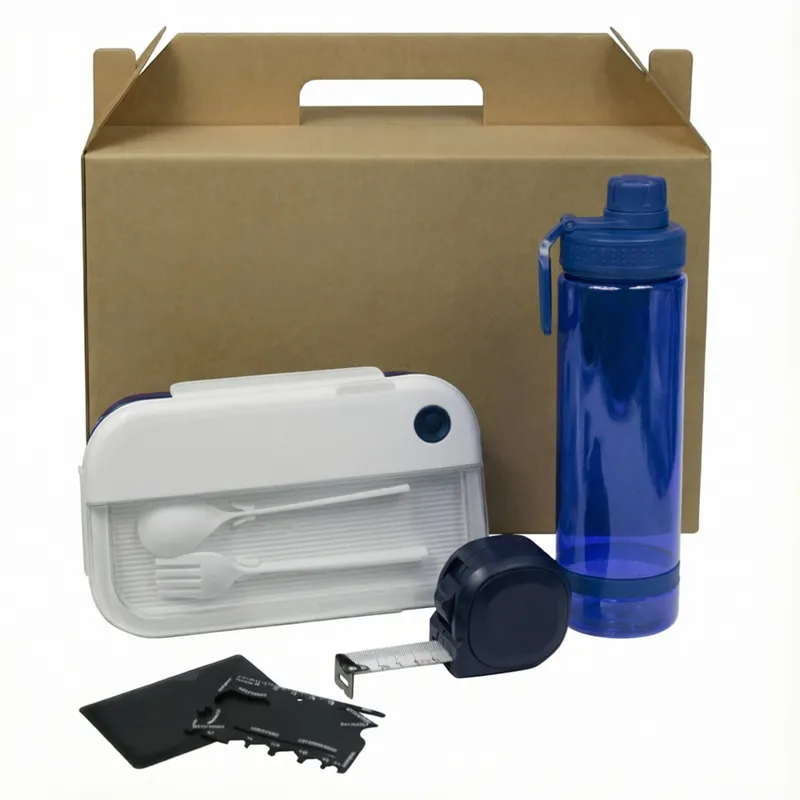 Набор подарочный Solution Everyday Kit Quattro (мультитул, рулетка, ланч бокс, бутылка для воды), темно-синий