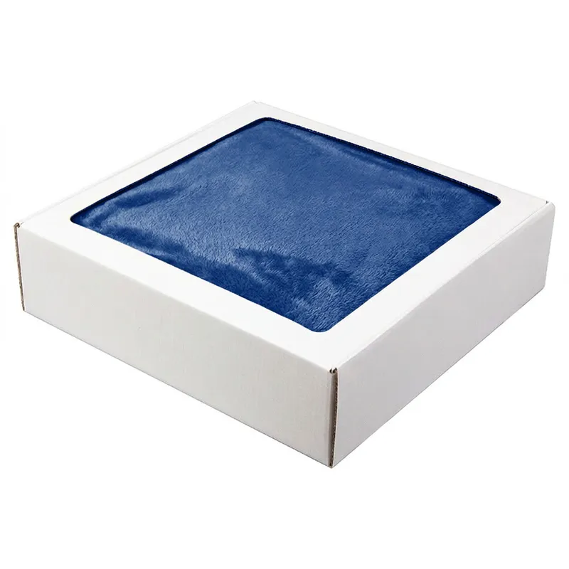 Плед мягкий флисовый Super Soft Comfort, 125*150 см, синий, в подарочной белой крафтовой коробке с окошком