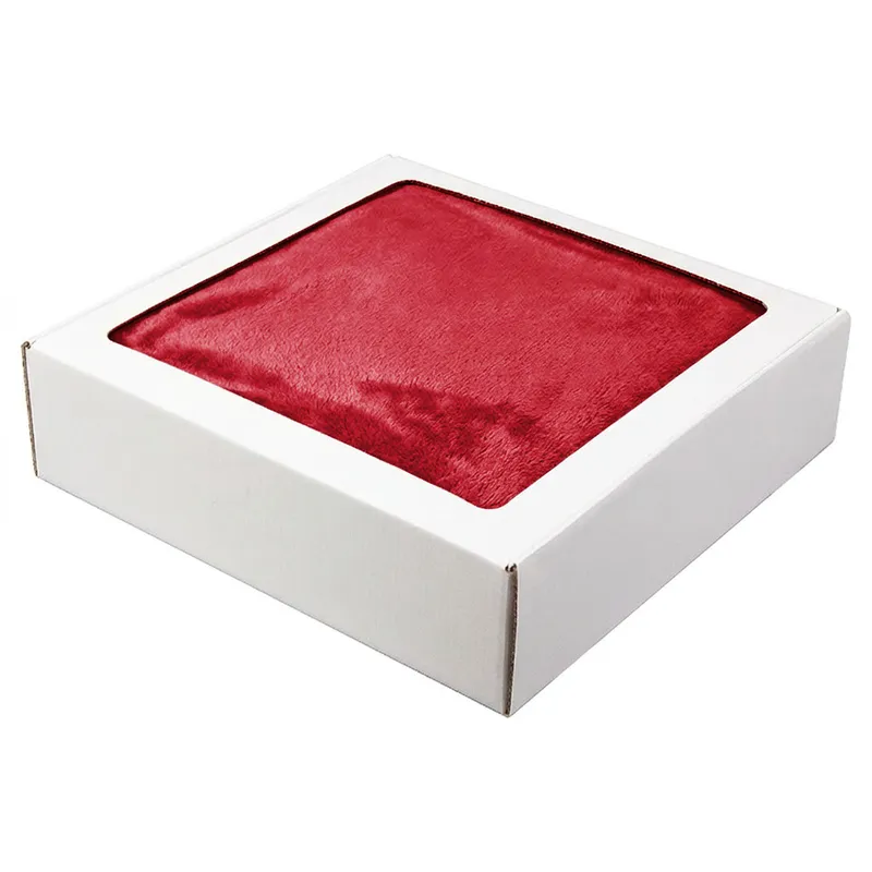Плед мягкий флисовый Super Soft Comfort, 125*150 см, красный, в подарочной белой крафтовой коробке с окошком