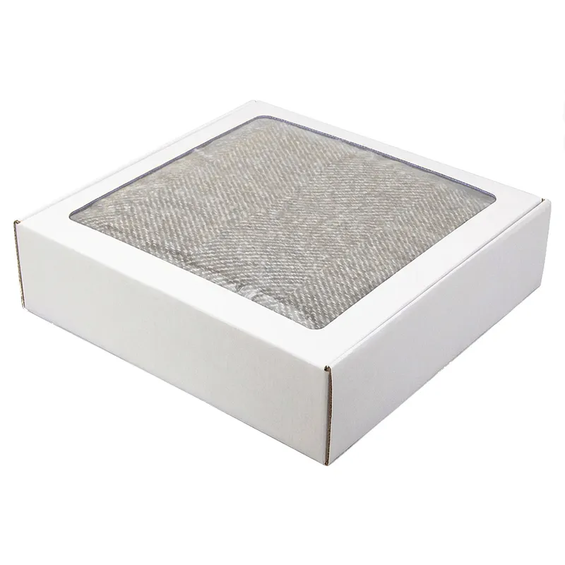 Плед акриловый Super Soft Nature размер 120*160 см, серый, плотность 450гр/м2, в подарочной белой крафтовой коробке с окошком