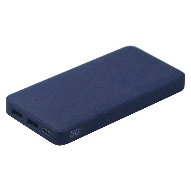Внешний аккумулятор (powerbank) «WeCharge Velvet», 10 000 mAH, 5V -2A , c цифровым дисплеем для контроля заряда, темно-синий