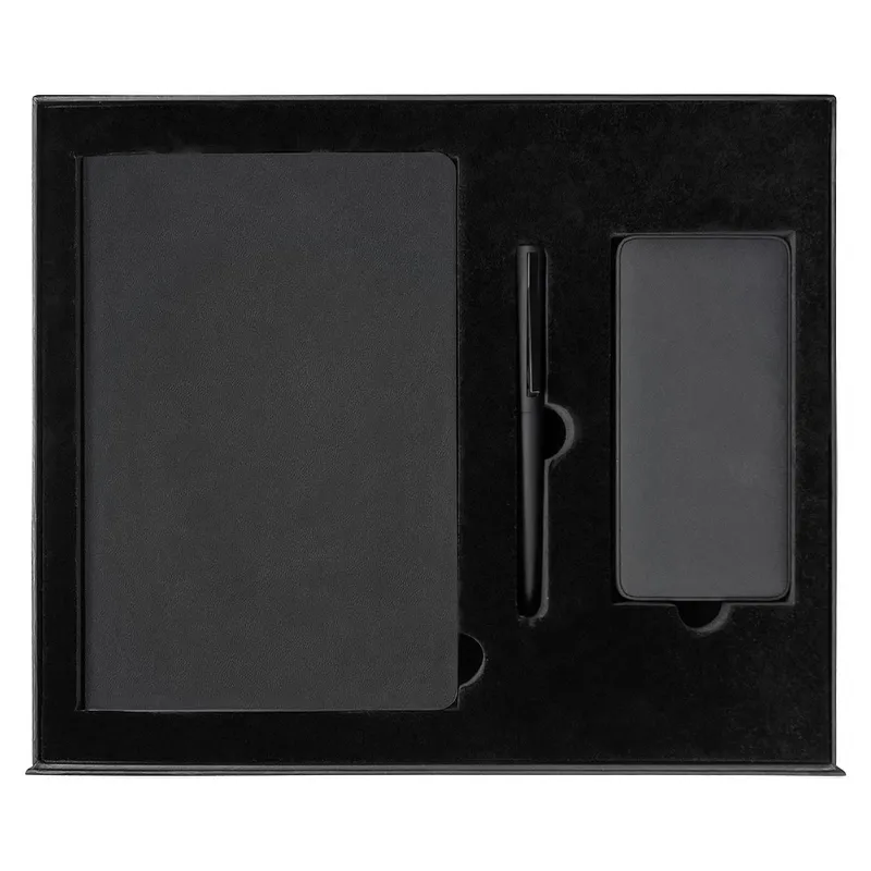 Набор подарочный Solution Prestige Yota Trio (Ежедневник Flexy Latte Color А5, Внешний аккумулятор (powerbank) «WeCharge Velvet», ручка SAMURAI Requis ) в подарочный коробке, черный