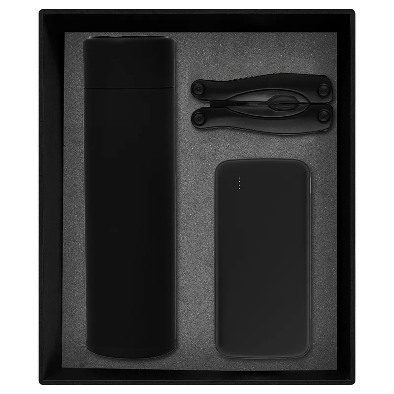 Набор подарочный Solution Prestige Trio (внешний аккумулятор, мультитул, термос), черный
