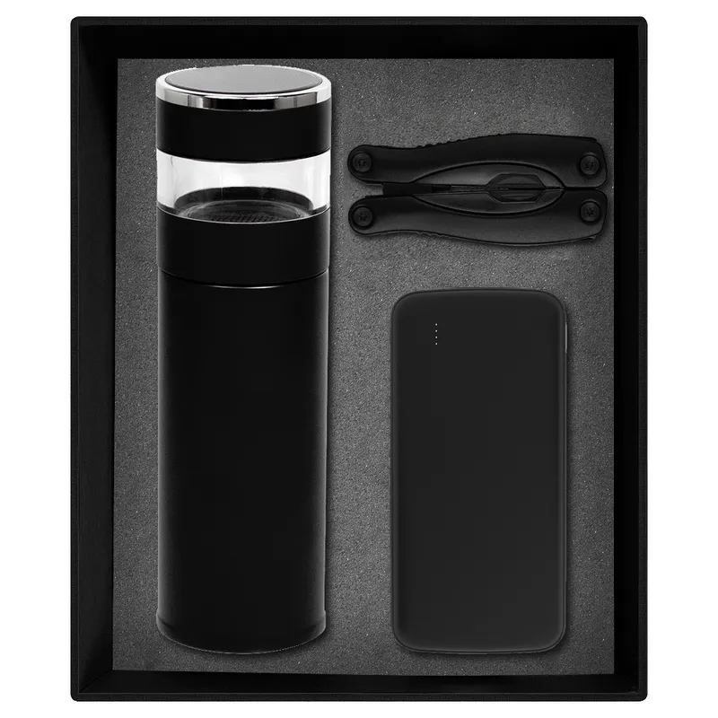 Набор подарочный Solution Prestige Trio (внешний аккумулятор, мультитул, термос), черный