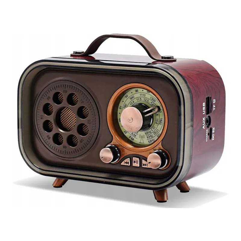 Ретро радио в стиле радиолы, диапазон частот  AM FM SW, USB, Bluetooth, Heritage Memories, со светодиодной подсветкой, цвет коричневый
