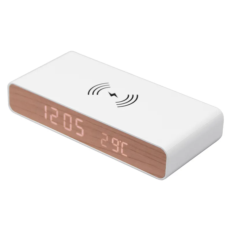 Зарядное устройство 15W Aura Clock с часами, термометром, календарем, белое