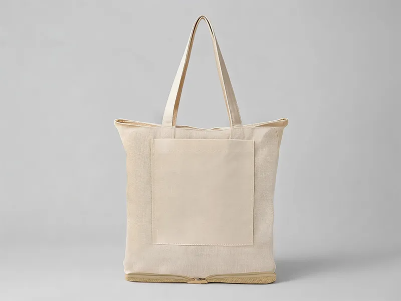 Складная сумка Jute из хлопка и джута с карманом