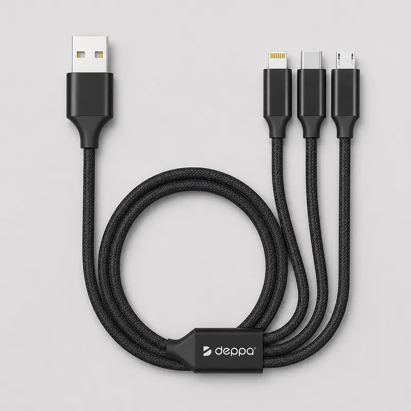Дата-кабель 3 в 1: micro USB, USB-C, Ligthning, алюминий, 1.2м