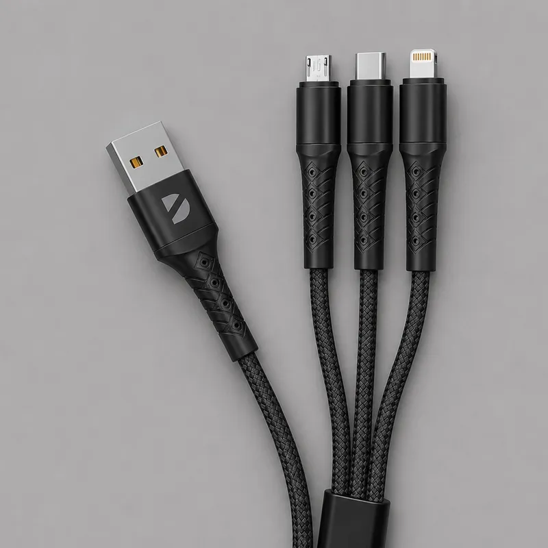 Дата-кабель Armor 3 в 1: micro USB, USB-C, Ligthning, 1.2м