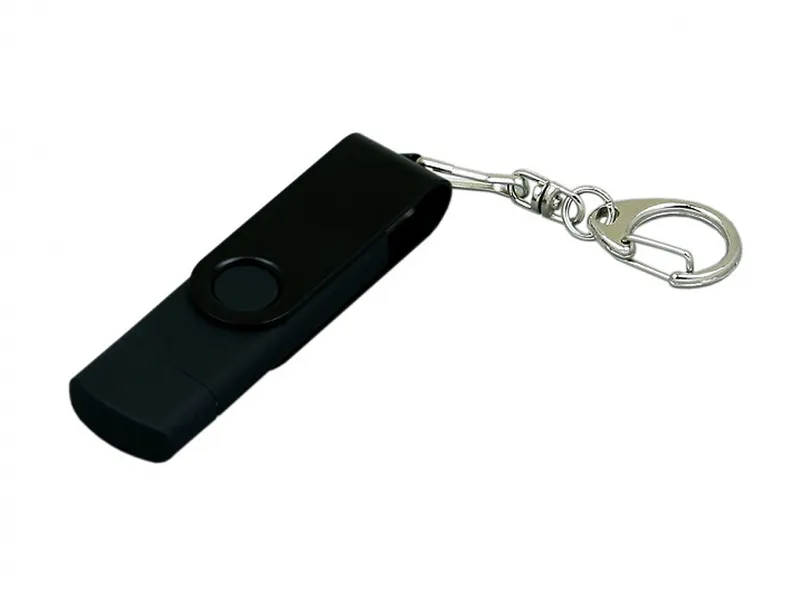 USB 2.0- флешка с поворотным механизмом и дополнительным разъемом Micro USB
