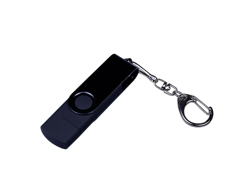 USB 2.0/micro USB/Type-С- флешка 3-в-1 с поворотным механизмом