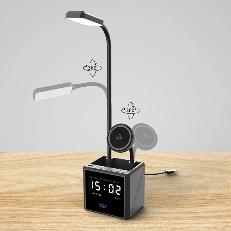 Лампа "Smart Flex" с беспроводным 3в1 (15W) ЗУ с MagSafe, часами, карандашницей и подсветкой логотипа