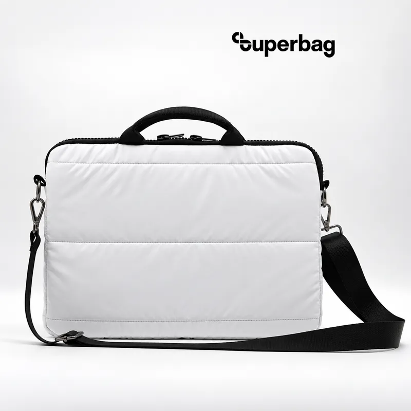 Сумка для ноутбука Superbag Bubble, стёганая, на молнии, с регулируемой лямкой (белый)