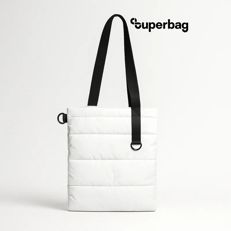 Шоппер Superbag Bubble, стёганый, с магнитной кнопкой (белый с черным)