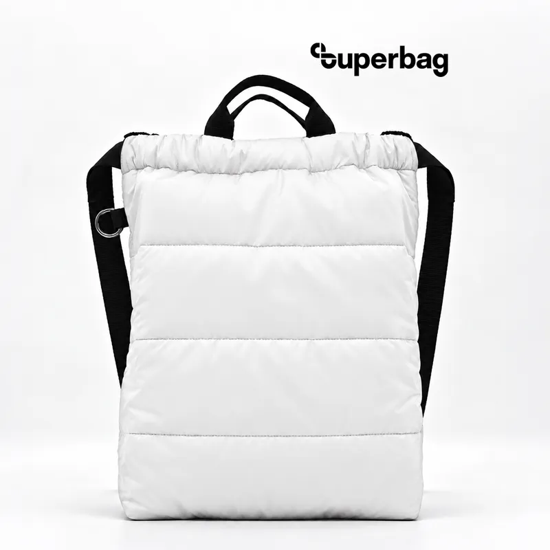 Рюкзак Superbag Bubble, стёганый, с внутренним карманом и креплением (карабин) (белый)